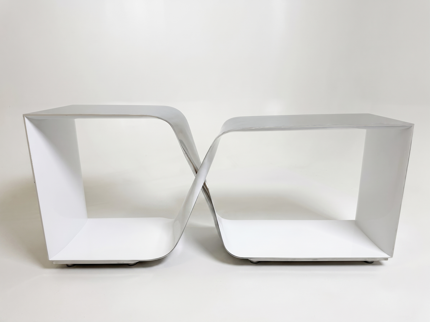 Polished Aluminium & Fiberglass Freestanding Console,